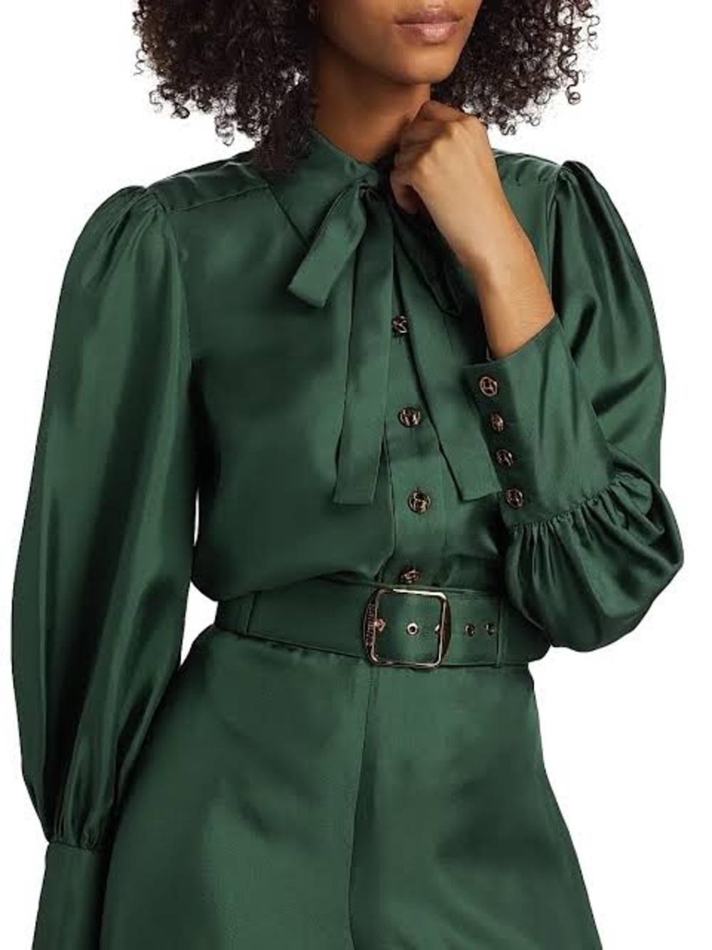 Zimmermann | Green Button Down Blouse w Animal Buttons, S